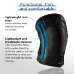 Gently stabilize knee without hindering movement.