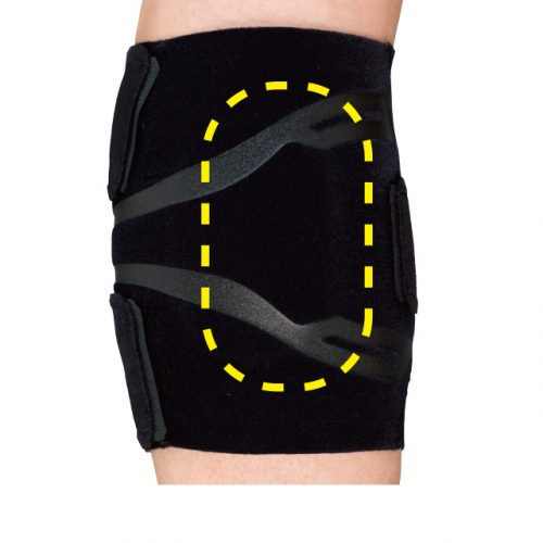 Compression pads and film lines provide compression on the calf